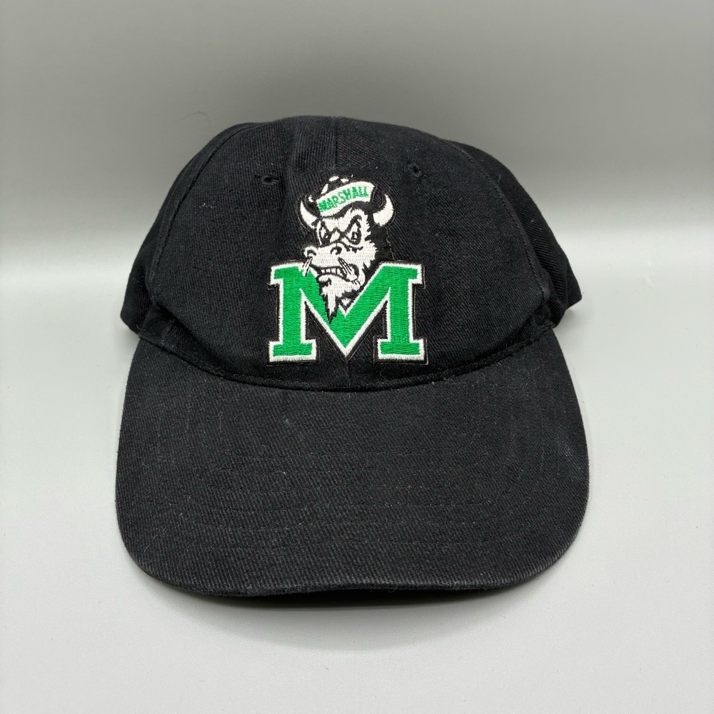 Marshall University Thundering Herd Cotton Deluxe Caps Adult Strap Black Hat
